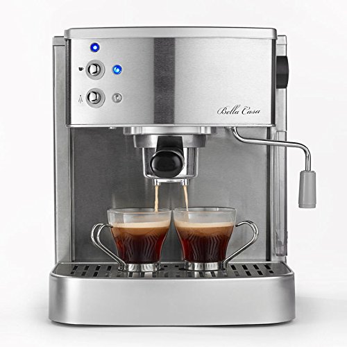 Stainless Steel 2 Cup Espresso Cappuccino Coffee Maker Machine 15 Bar