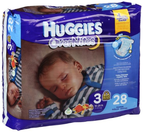 Huggies Overnites Diapers, Size 3, 28 Count Baby Toddler