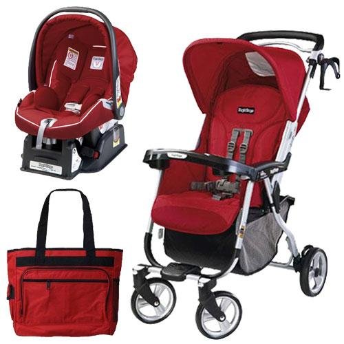 Peg Perego Vela Easy Drive Stroller Geranium Red Travel System Where