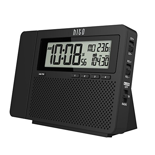 HITO Atomic AM/FM Projection Clock Radio w/ Date, Week and Temperature