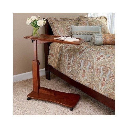 Wooden Bedside Eating Reading Study Table with Adjustable Height