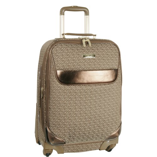 Anne Klein Luggage Signature Spinner Printed CarryOn Suitcase, Brown