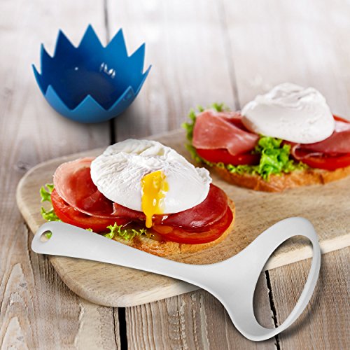 Silicone Egg Poachers (Set of 2 Blue Poached Egg Pods) with Egg Poacher