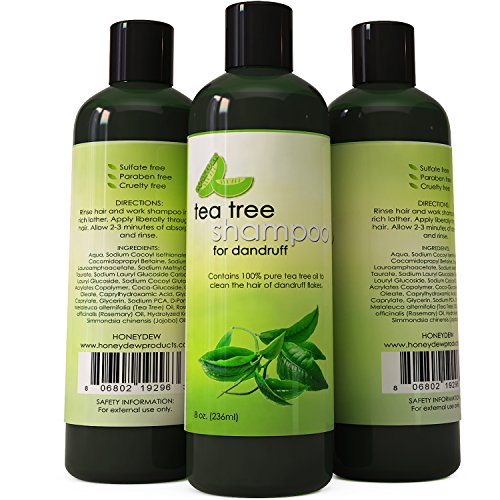 Dandruff Shampoo with Tea Tree Oil for Men and Women (8oz) All Natural, No Sulfate Anti