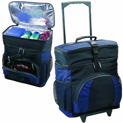 Deluxe 24 Can Insulated Cooler Bag On Wheels Navy with Black by BAGS