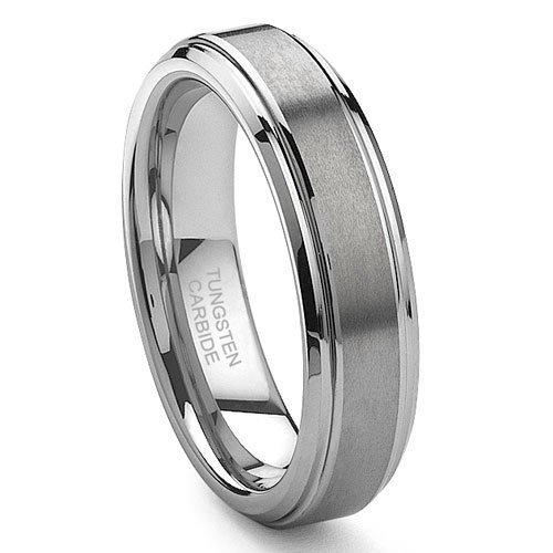 Tungsten Carbide Ring Brushed center 6mm Wedding Bands on SALE, Best