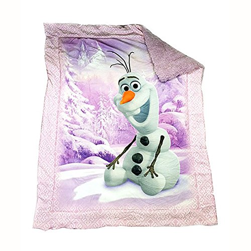 Disney Frozen Olaf Baby Plush Soft Sherpa Blanket Lavender Color 41 X