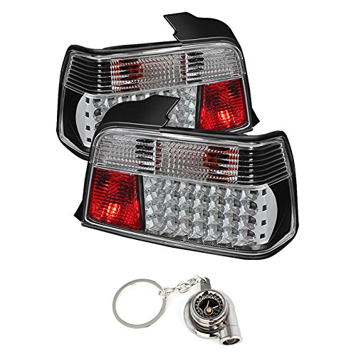 BMW E36 3Series 4Dr LED Tail Lights Black Housing With Clear Lens