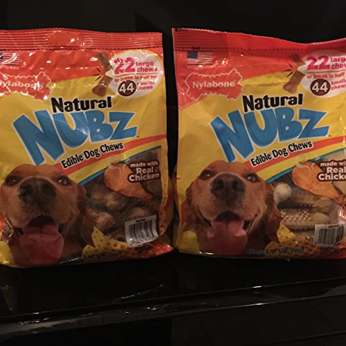 Natural Nubz Edible Dog Chews Made with Real Chicken 2 Packs 18 Large