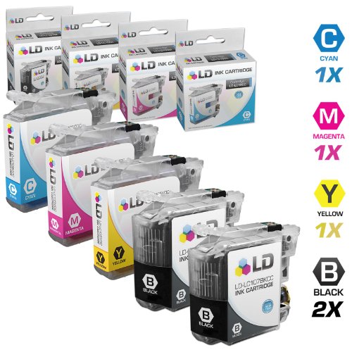 LD Brother Compatible LC107 LC105 Set of 5 Ink Cartridges 2 LC107BK Black and 1 each of LC105C
