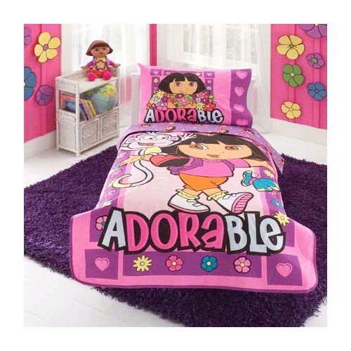 Best DORA THE EXPLORER 10 PC TODDLER BEDDING SET, Complete Bedroom Set