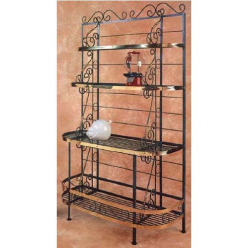 48 Wrought Iron French Bakers Rack Style With Brass Tips Finish Sand Shop in USA Kitchen