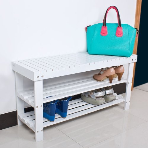 SoBuy 100 Natural Bamboo Shoe Rack, Bench,Seat with Storage FSR05LW