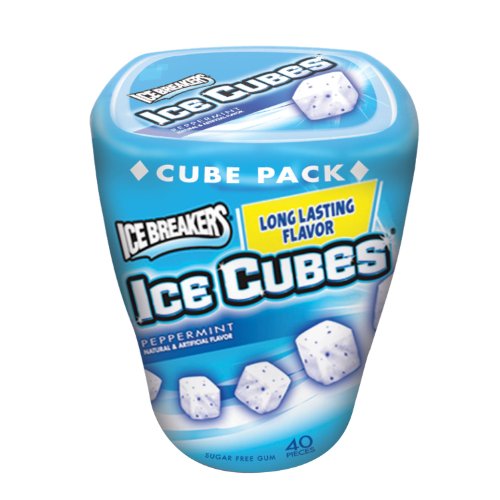 ICE BREAKERS ICE CUBES Peppermint Sugar Free Chewing Gum, 40 Pieces