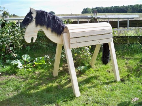 Holzpferd "Filou" lasiert mit Punkten Mähne und Schweif 80 cm Sitzhöhe
