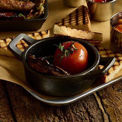 Genware Mini Cast Iron Round Eared Dish 11cm Oven Proof Miniature Cast Iron Serving Dish