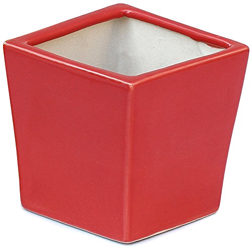 Clearance Sale Premium Quality 4.5" Ceramic Planter Pot for Indoor and Outdoor Red Square