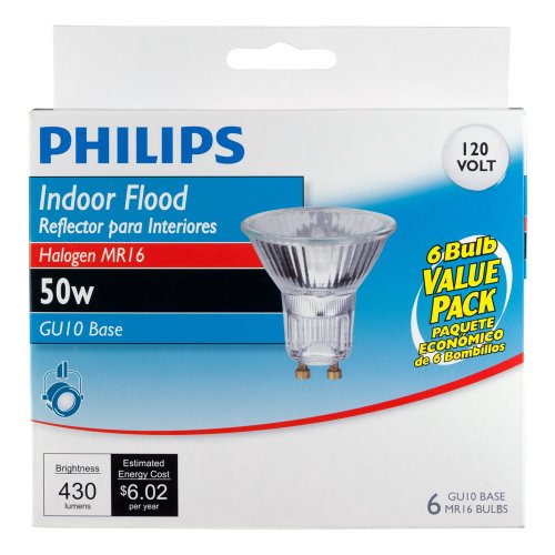 Philips 415760 Indoor Flood 50Watt MR16 GU10 Base 120Volt Light Bulb