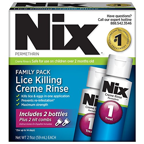 NIX Permethrin Head Lice Treatment Family Pack 2x2 ounce bottles Nit