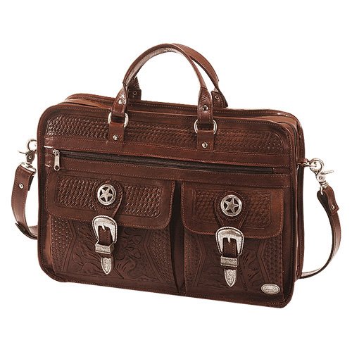Western Briefcase Mahogany Oakleaf Collection Made By American West