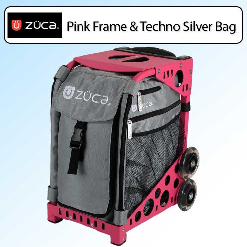 Ice Skate Bags Zuca Sport Bundle With Hot Pink Frame & Techno Silver Ballistic Nylon Insert Bag