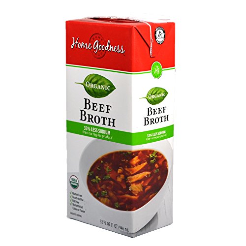 Home Goodness Organic Beef Broth, Gluten Free, Low Sodium, 32 Import