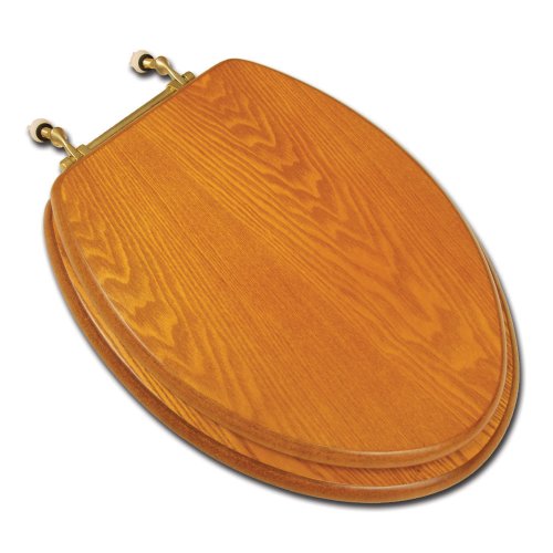 Comfort Seats C1B2E117BR Decorative Oak Wood Elongated Toilet Seat