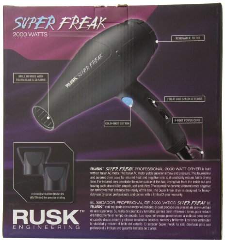 Rusk Super Freak Professional Ceramic Tourmaline Hair Dryer, 2000 Watt