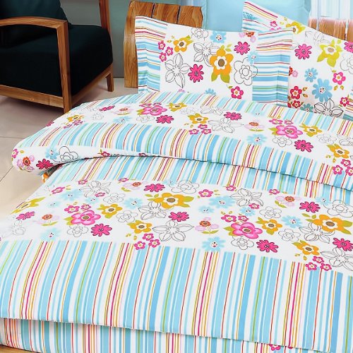 Blancho Bedding [Blooming Flowers] 100 Cotton 4PC Duvet Cover Set