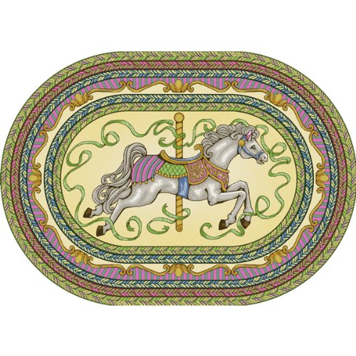 Carousel Preschool Rug 5'4 x 7'8 Oval (*_*) Discount w Cubbies for 25
