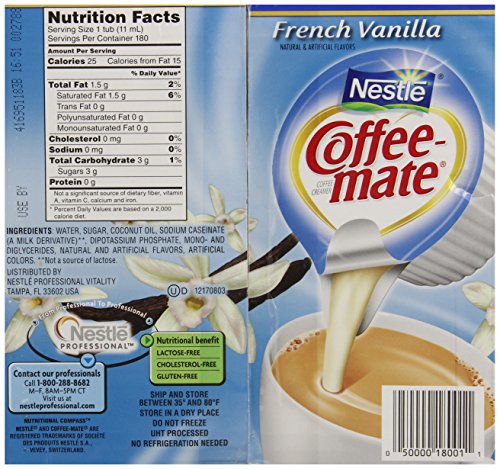 Nestle Coffee Mate Creamer 180 Single Serve Portions, French vanilla