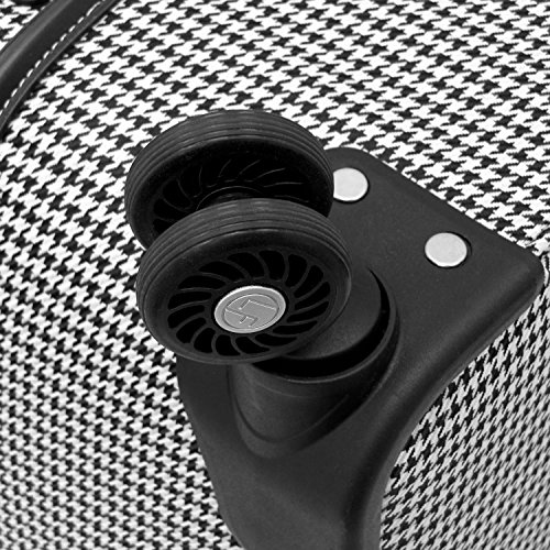 London Fog Cambridge 21 Inch Expandable Carry On, Black/White Luggage