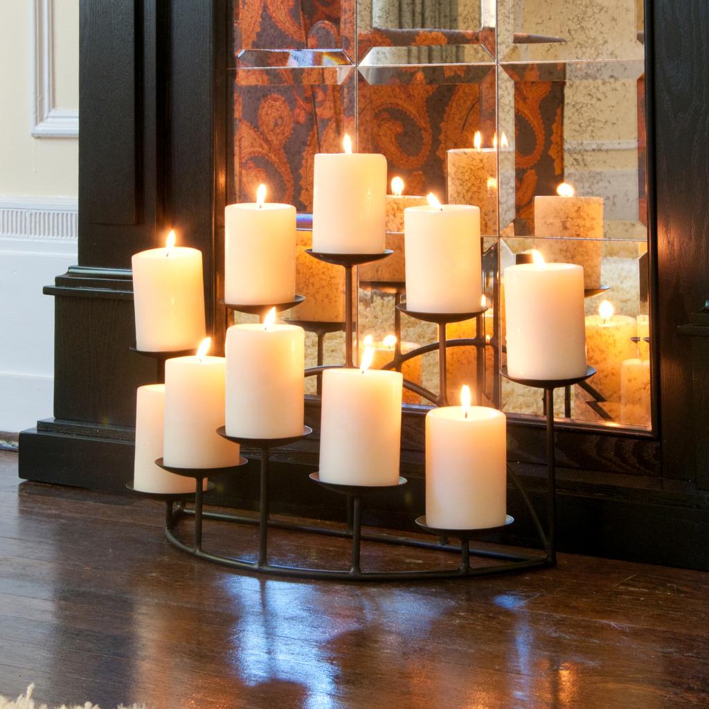 10Candle Metal Candelabra Fireplace Candle Holder