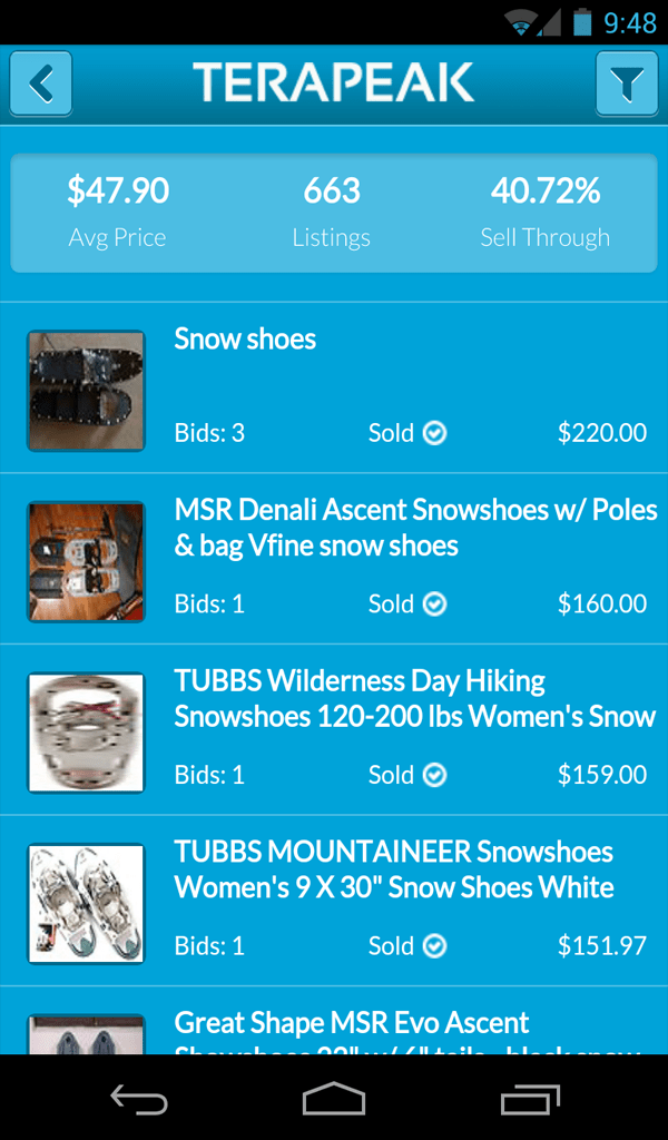 Terapeak eBay Market Research Appstore for Android
