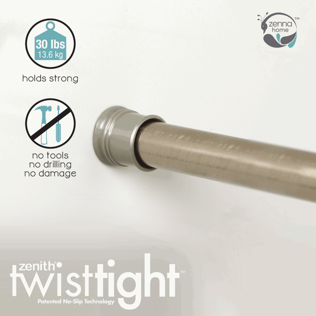 Zenna Home 505ST, Tension Shower Curtain Rod, 43 to 72