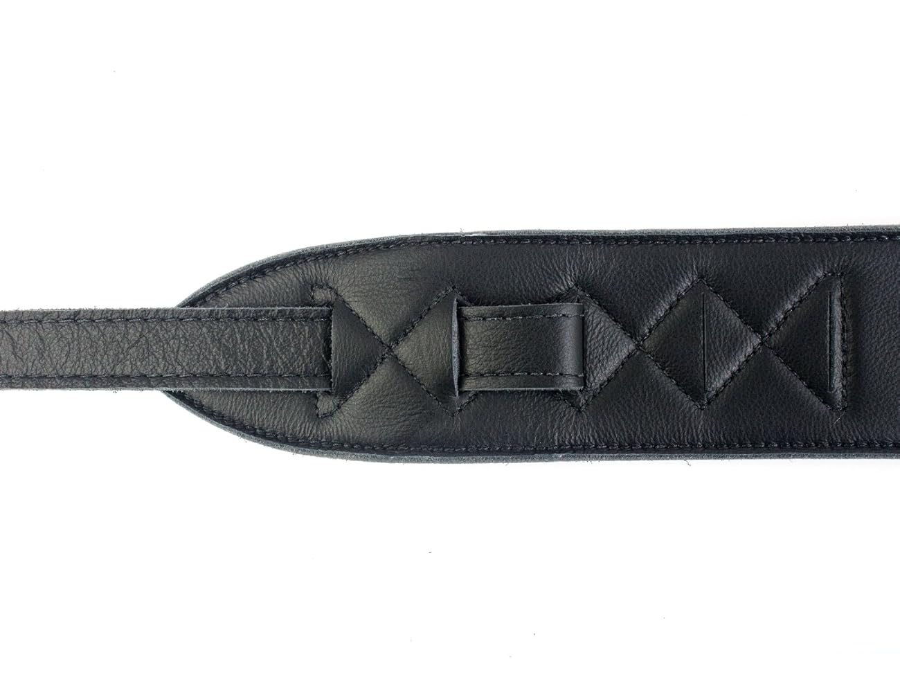 UK Made Black Vintage Extra Wide Soft Real Leather Guitar Strap with