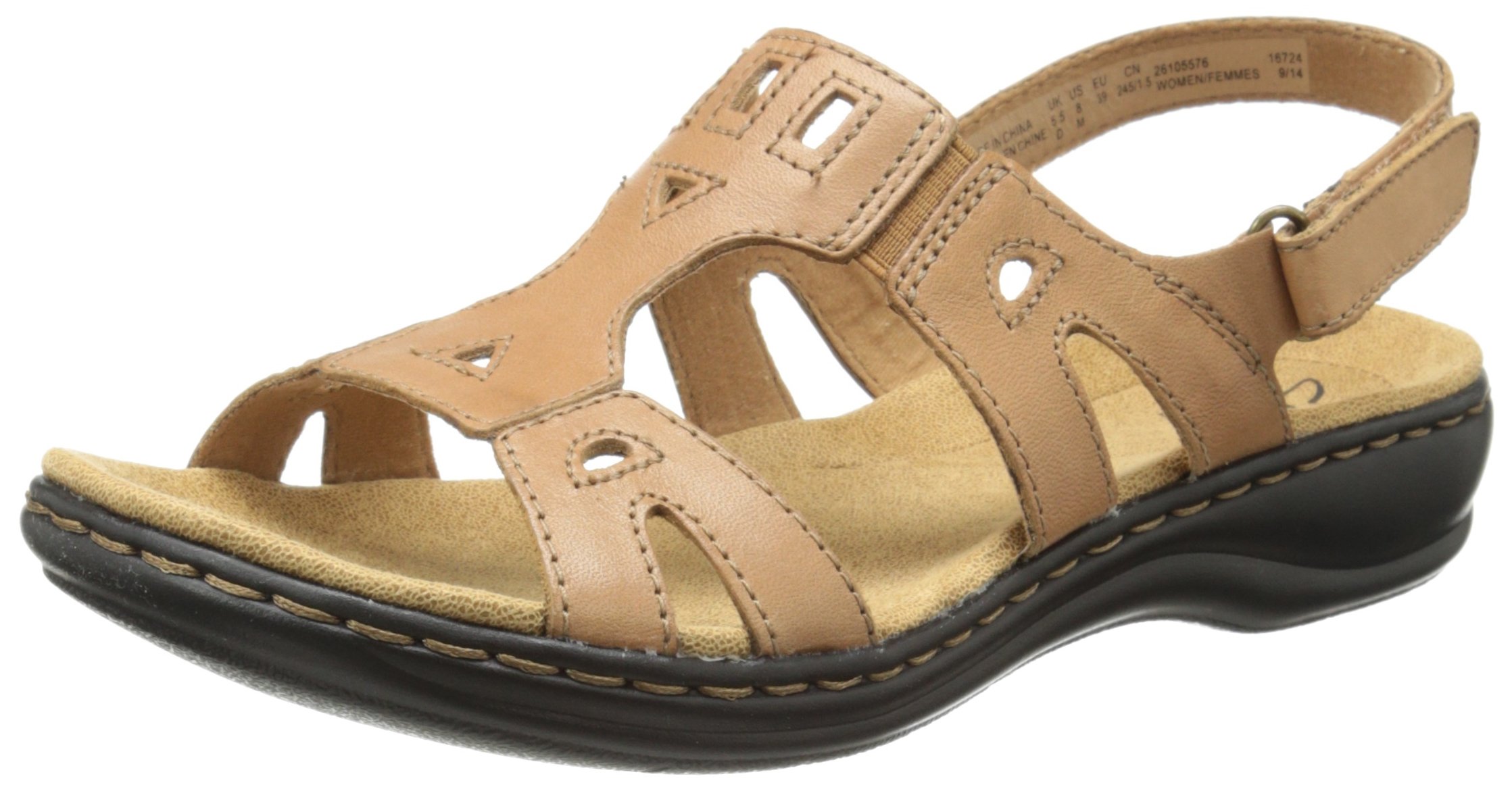 Clarks Women's Leisa Annual Leather Sandal Comfort Size 11 W Beige FREE