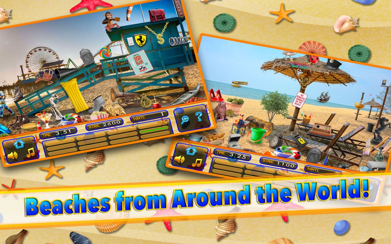 Hidden Object Summer Beach Vacation Hawaii, Florida