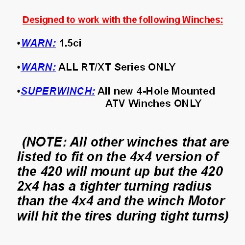 aatv wiinch mount auto 20072010 Honda Rancher 420 2x4 KFI Winch Mount