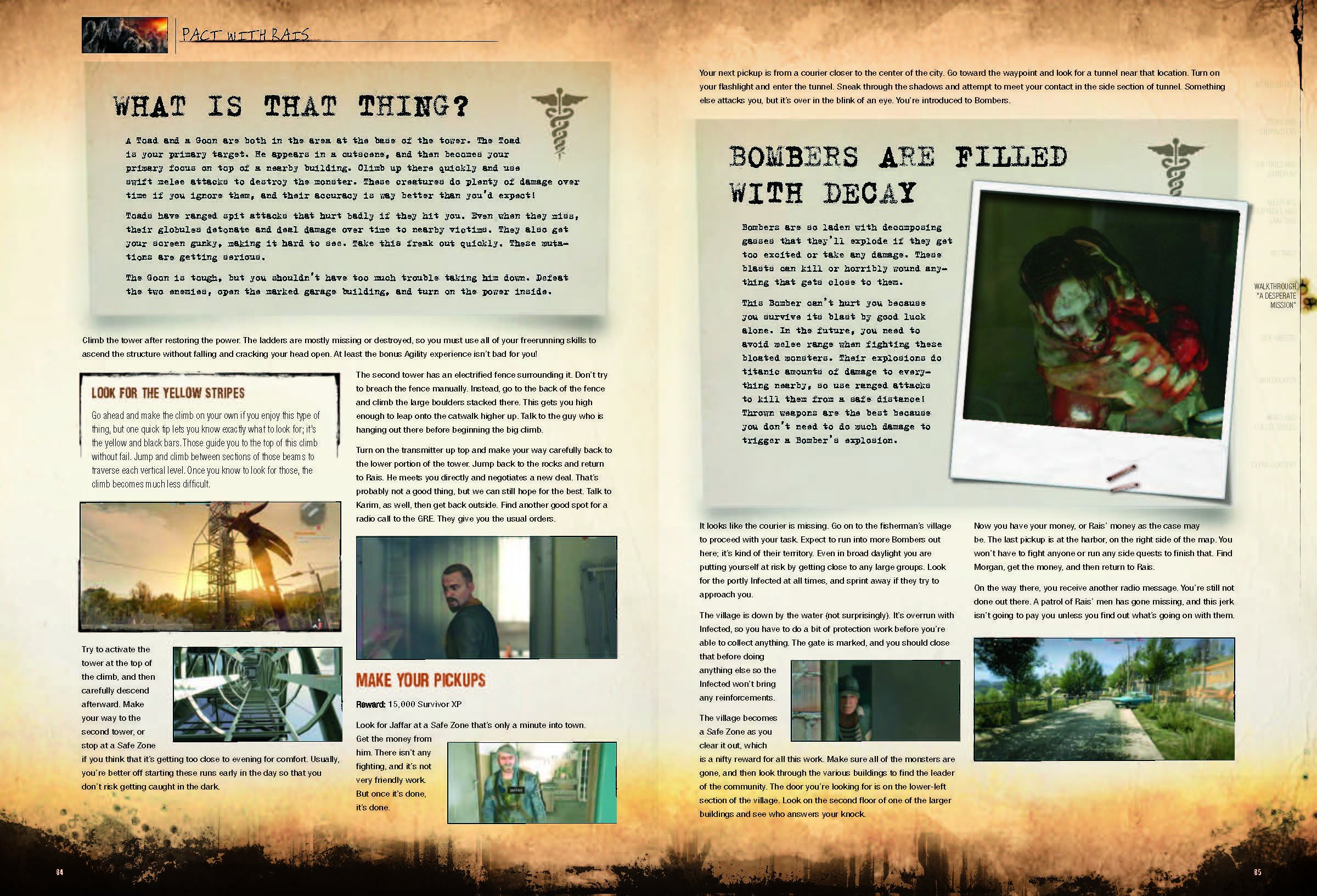 Several preview images for the Dying Light Prima Official Game Guide