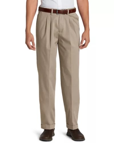 Men's Dress Performance Comfortwaist Pleated Khakis Relaxed Eddie