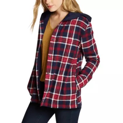 Women's Stine's Favorite Flannel Hoodie Shirt Jacket Eddie Bauer