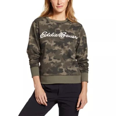 Women's Camp Fleece Logo Crewneck Sweatshirt Easy Eddie Bauer