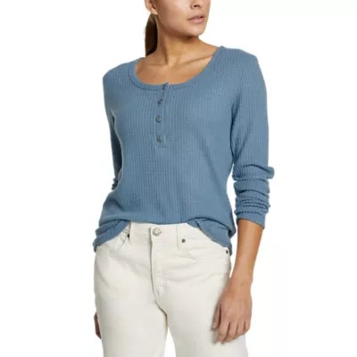 Women's Brushed Waffle Longsleeve Henley Eddie Bauer