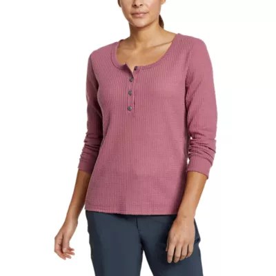 Women's Brushed Waffle Longsleeve Henley Eddie Bauer