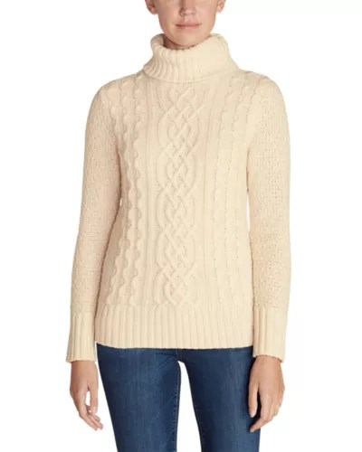 Women's Cable Fable Turtleneck Sweater Eddie Bauer