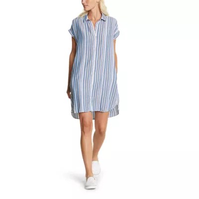 Women's Tranquil Shirred Shirt Dress Yarndyed Eddie Bauer