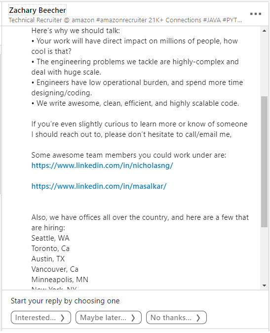 I receive about 10 job offers a week. These are some of the better ones.