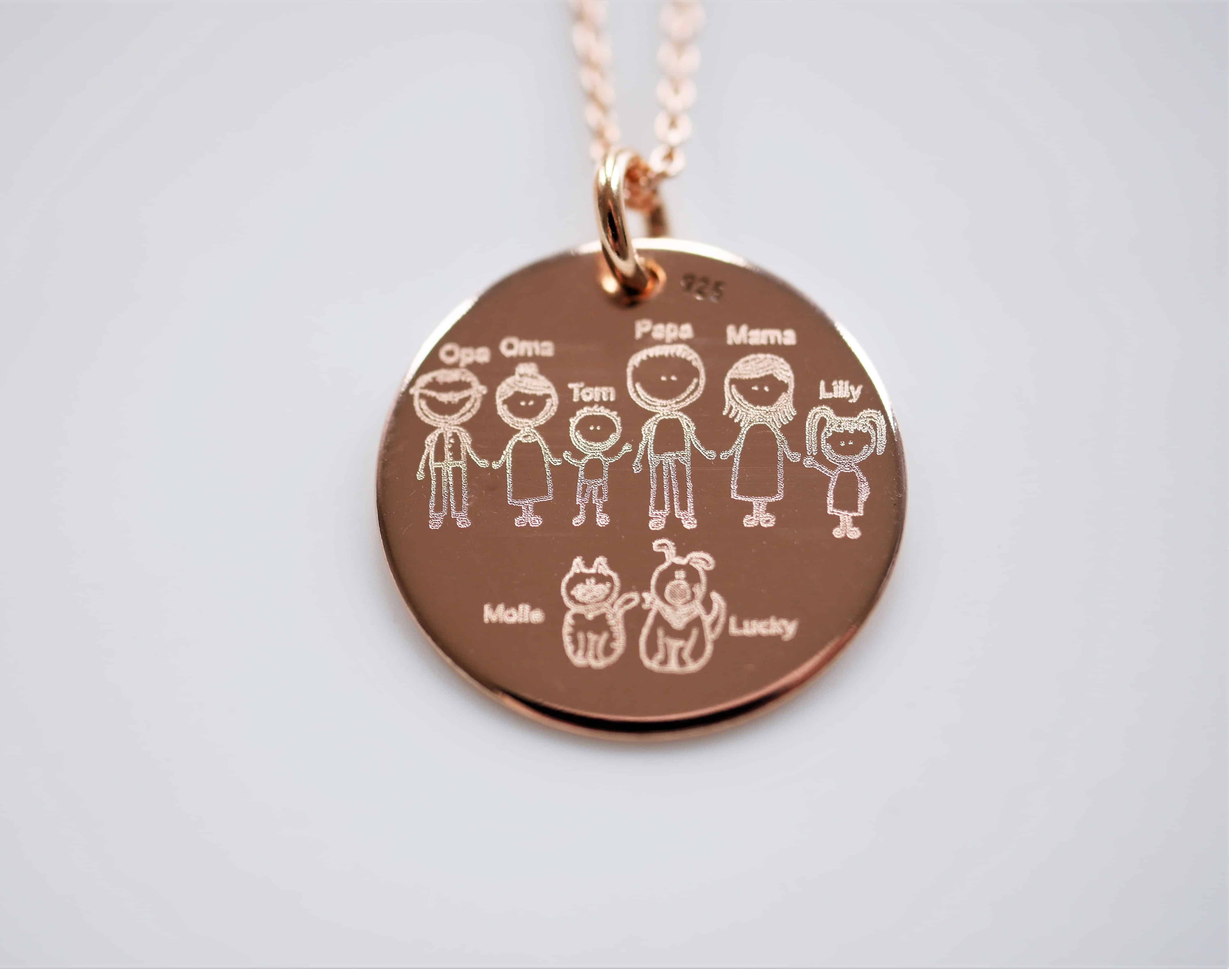 Halskette “Family” Mit Gravur Deiner ganzen Familie / 925er Silber