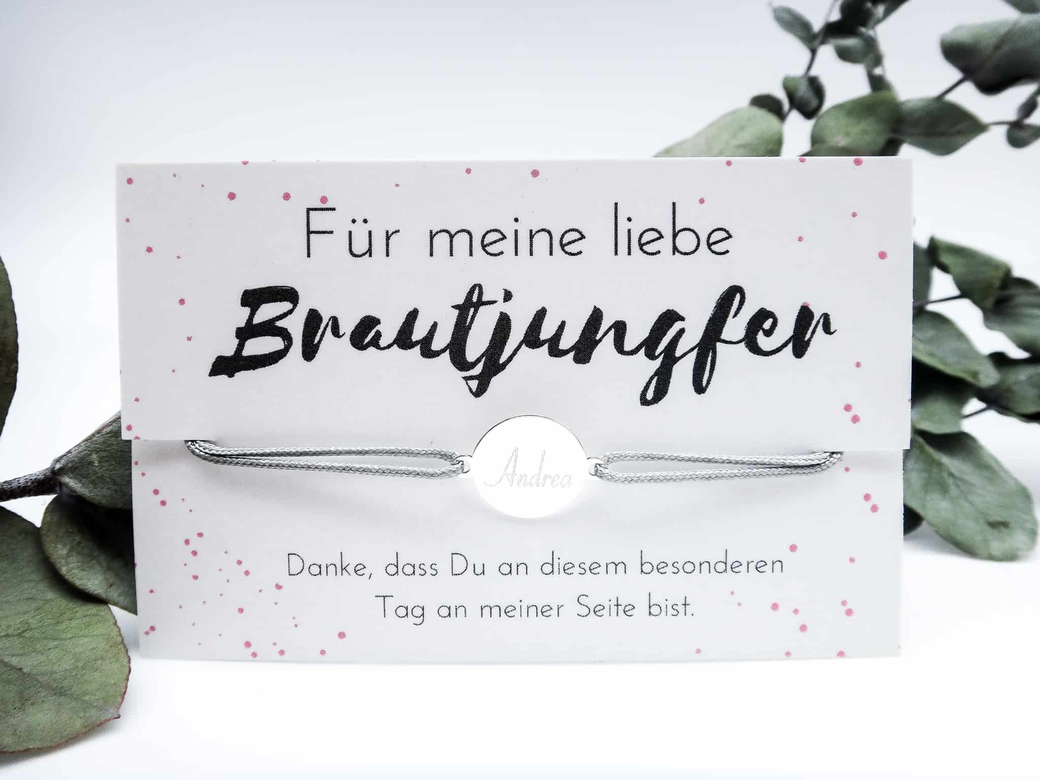 Armband “Brautjungfer” mit Wunschgravur 925er Silber Edelschnitte